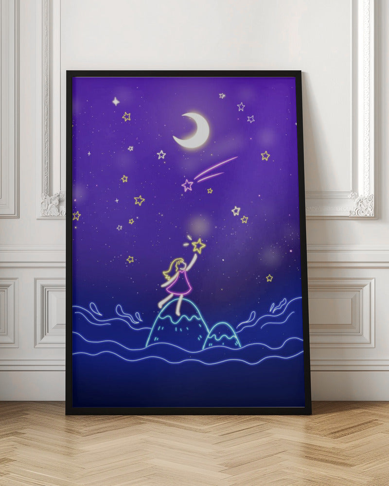 Neon Glow Girl - Stretched Canvas, Poster or Fine Art Print I Heart Wall Art