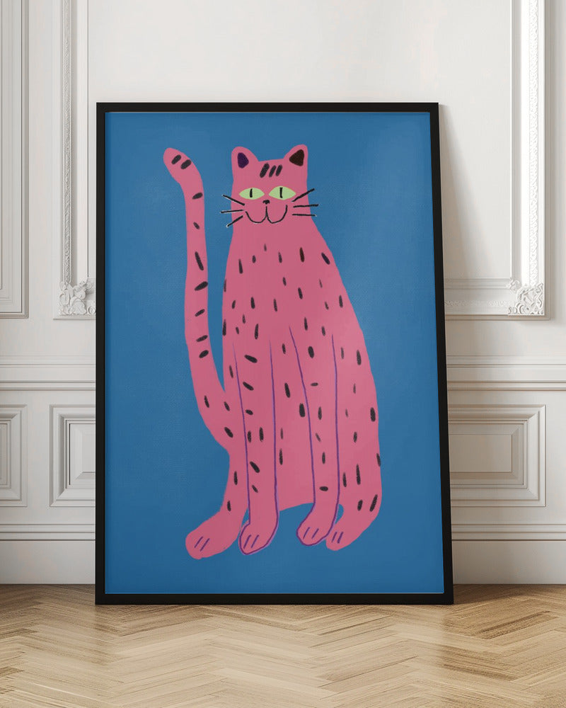 Pink cat - Stretched Canvas, Poster or Fine Art Print I Heart Wall Art