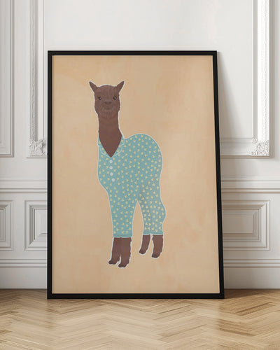 Llama In Pjs Banana Orange - Stretched Canvas, Poster or Fine Art Print I Heart Wall Art