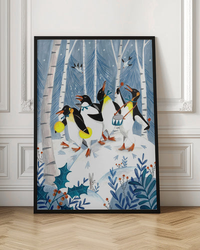 Penguins make music in the forest - Stretched Canvas, Poster or Fine Art Print I Heart Wall Art