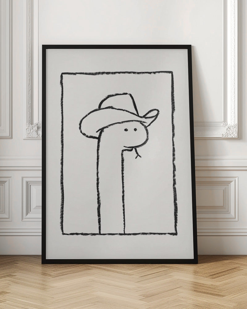 Squiggles the Snake In a Stetson - Stretched Canvas, Poster or Fine Art Print I Heart Wall Art