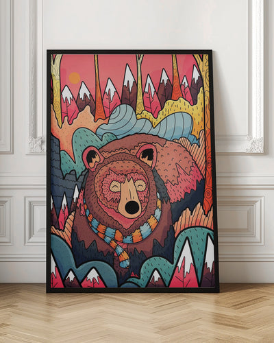 Winter Bear Forest - Stretched Canvas, Poster or Fine Art Print I Heart Wall Art