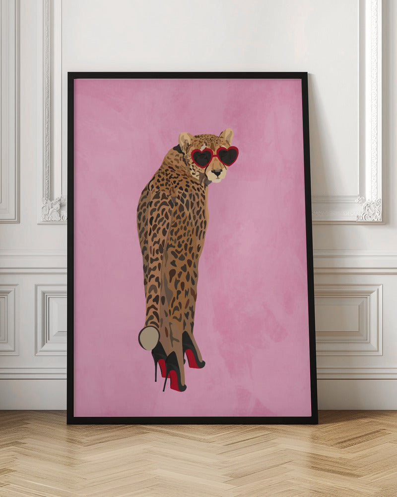 Sexy cheetah in heels - Stretched Canvas, Poster or Fine Art Print I Heart Wall Art