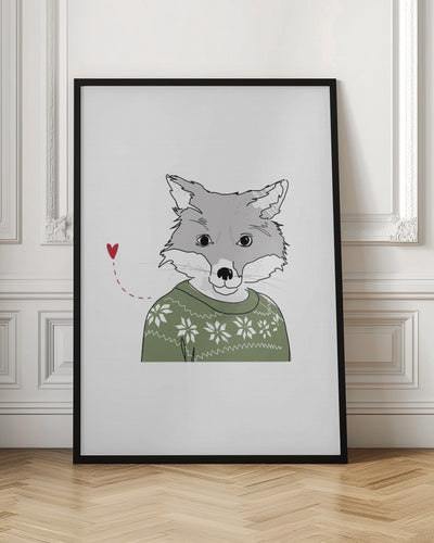 Furry Fox - Stretched Canvas, Poster or Fine Art Print I Heart Wall Art