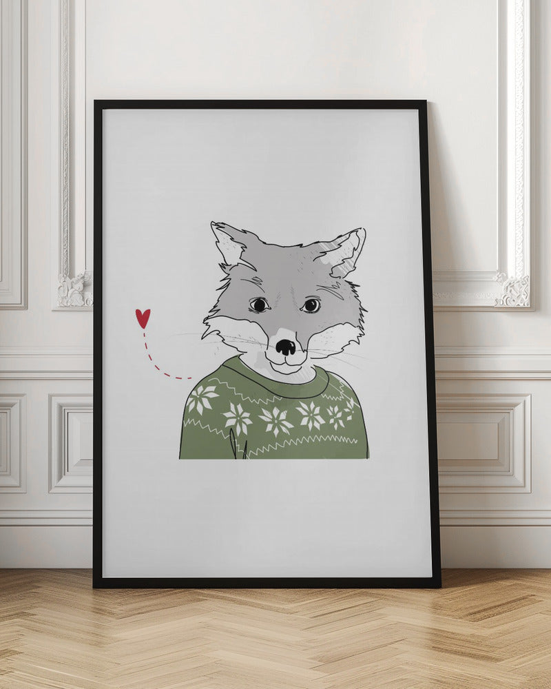 Furry Fox - Stretched Canvas, Poster or Fine Art Print I Heart Wall Art