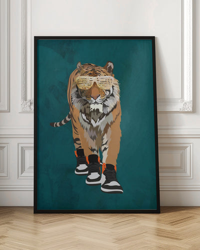 Tiger prowling in high top sneakers - Stretched Canvas, Poster or Fine Art Print I Heart Wall Art