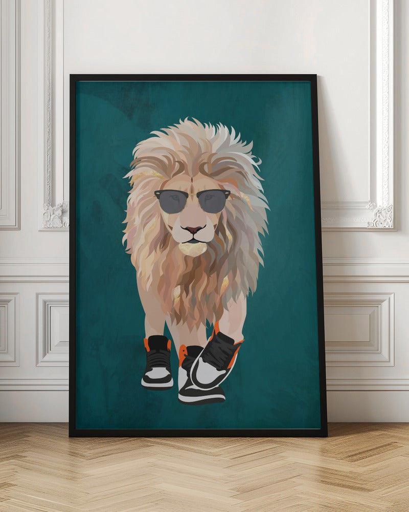 Lion prowling in high top sneakers - Stretched Canvas, Poster or Fine Art Print I Heart Wall Art