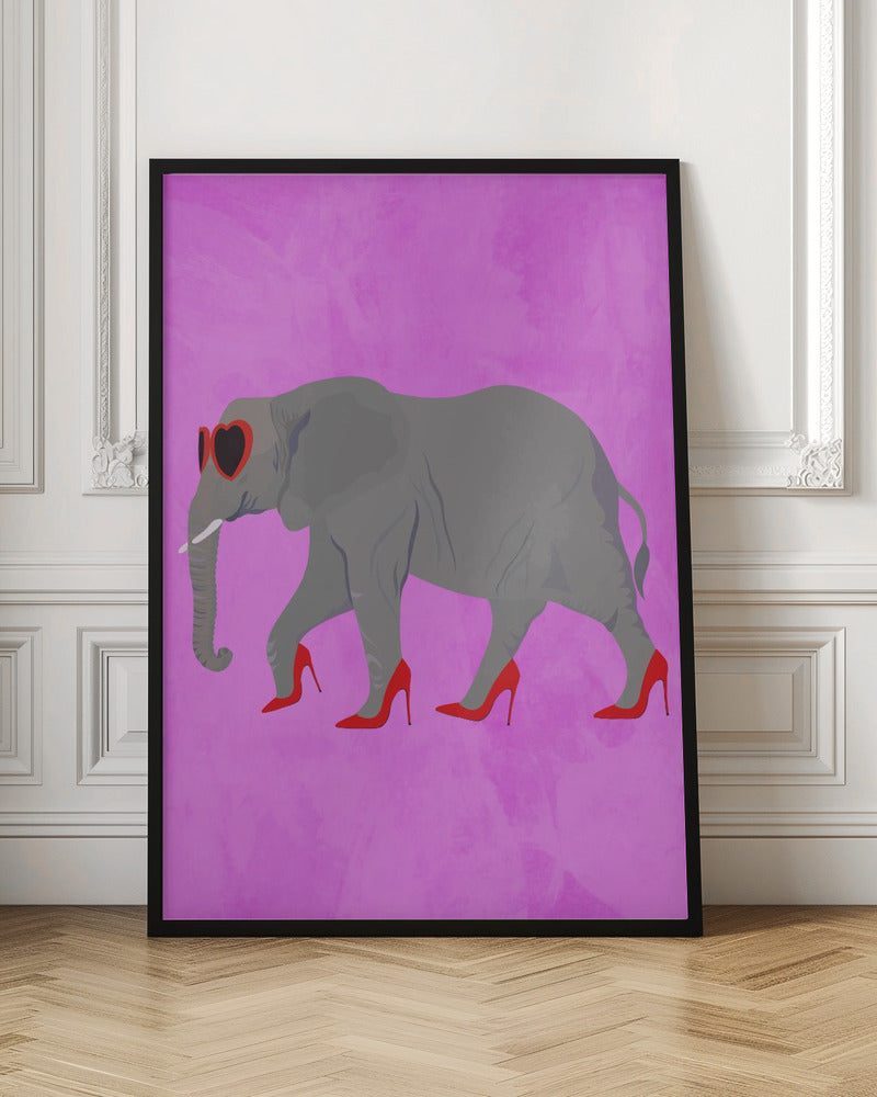 Flamingo in heels and heart glasses pink - Stretched Canvas, Poster or Fine Art Print I Heart Wall Art