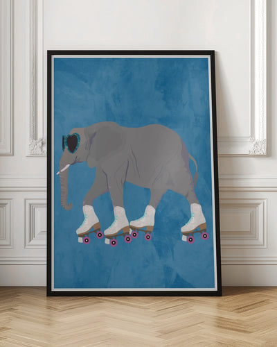 Rollerskating elephant - Stretched Canvas, Poster or Fine Art Print I Heart Wall Art