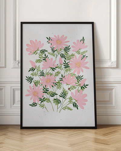 Ladybug flowers pink - Stretched Canvas, Poster or Fine Art Print I Heart Wall Art