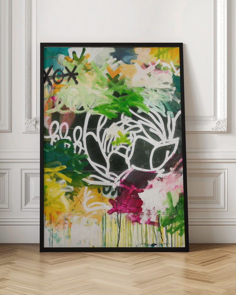 xo green flower - Stretched Canvas, Poster or Fine Art Print I Heart Wall Art