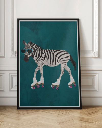 Zebra rollerskating - Stretched Canvas, Poster or Fine Art Print I Heart Wall Art