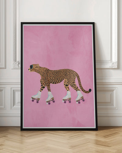 Cheetah rollerskating - Stretched Canvas, Poster or Fine Art Print I Heart Wall Art