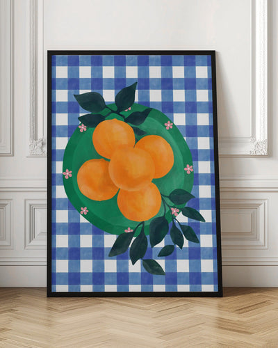 Checkered Citrus Charm - Stretched Canvas, Poster or Fine Art Print I Heart Wall Art