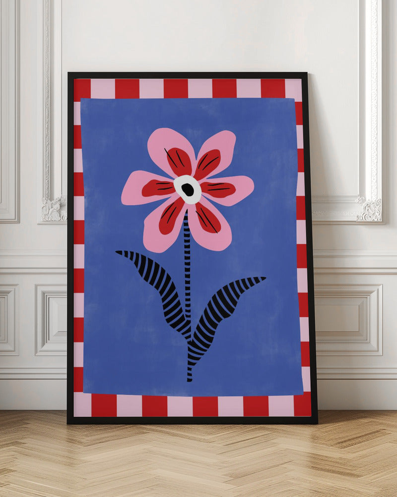Flower with Pink Petals and Striped Leaves - Stretched Canvas, Poster or Fine Art Print I Heart Wall Art