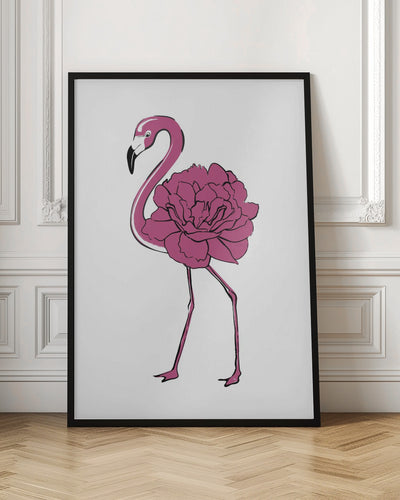 Peony Flamingo - Stretched Canvas, Poster or Fine Art Print I Heart Wall Art