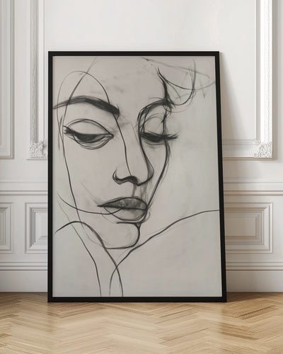 Line Drawing of a Woman - Stretched Canvas, Poster or Fine Art Print I Heart Wall Art