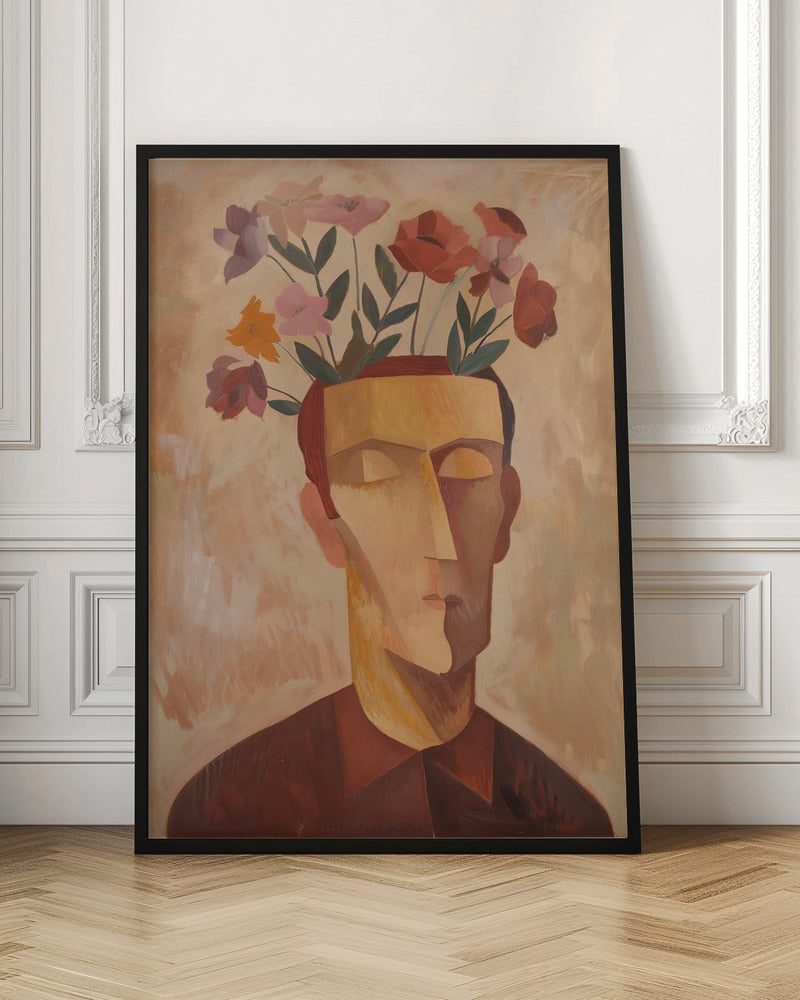 Man With Flowers - Stretched Canvas, Poster or Fine Art Print I Heart Wall Art