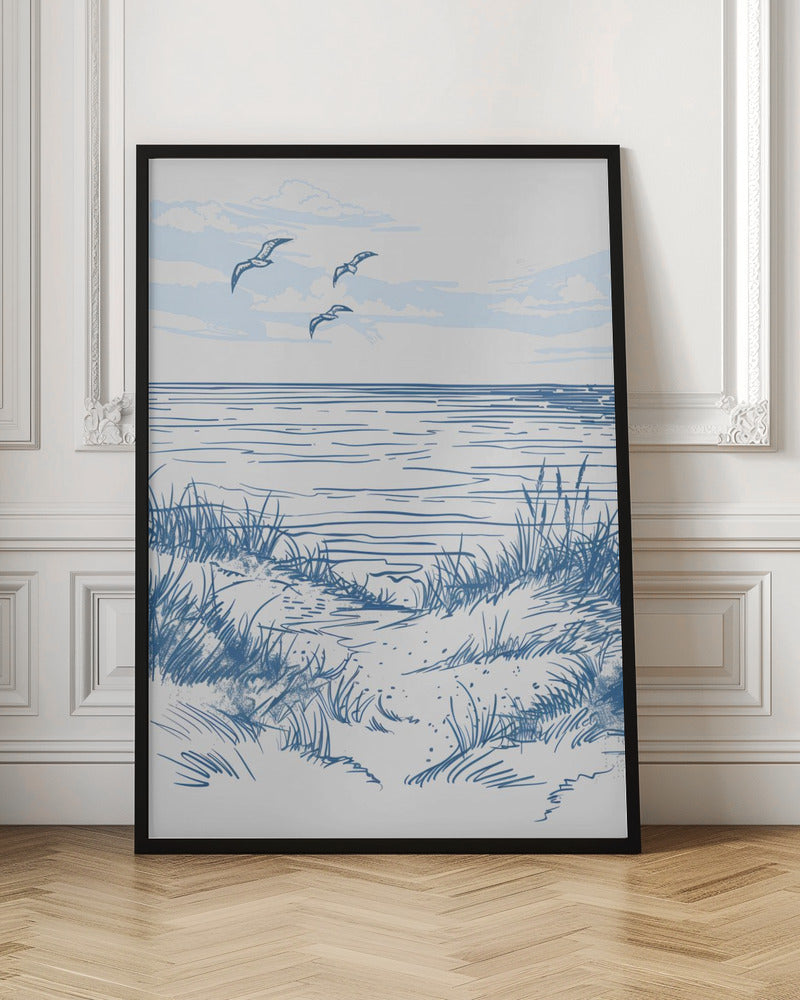 Seascape Sketch - Stretched Canvas, Poster or Fine Art Print I Heart Wall Art