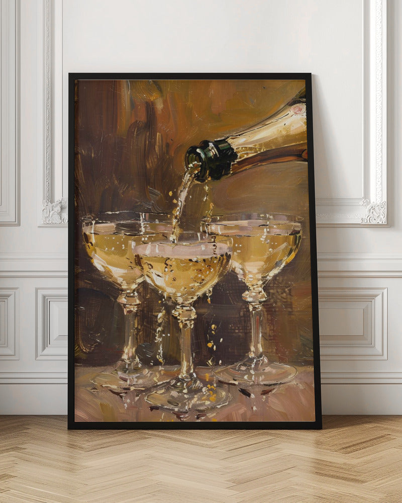 Vintage Champagne - Stretched Canvas, Poster or Fine Art Print I Heart Wall Art