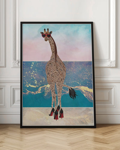 Giraffe on holiday - Stretched Canvas, Poster or Fine Art Print I Heart Wall Art