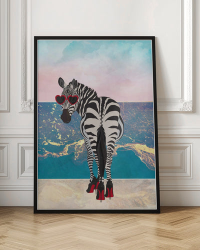 Zebar in heels on the beach - Stretched Canvas, Poster or Fine Art Print I Heart Wall Art