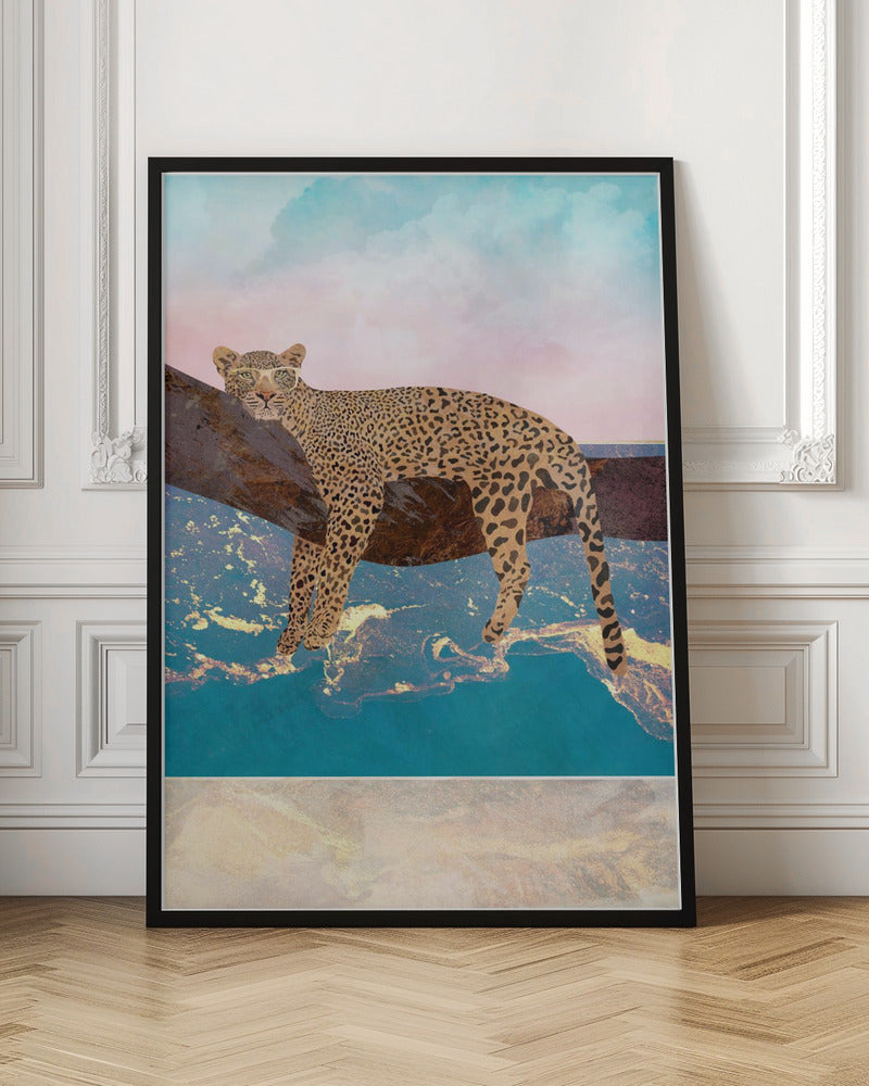 Leopard Lying On Beach - Stretched Canvas, Poster or Fine Art Print I Heart Wall Art