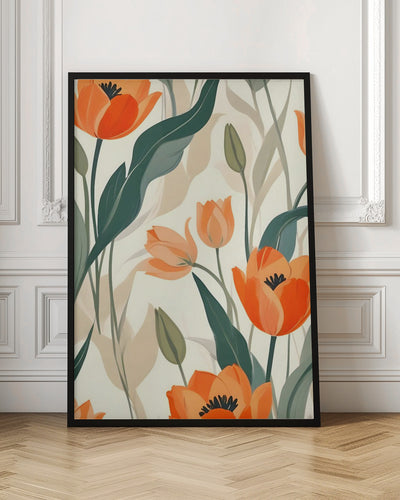 Orange Tulips - Stretched Canvas, Poster or Fine Art Print I Heart Wall Art