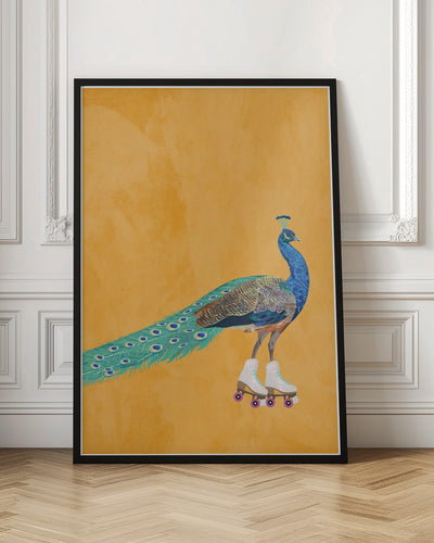 Peacock rollerskating - Stretched Canvas, Poster or Fine Art Print I Heart Wall Art