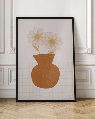 Vase With Two Daisies - Stretched Canvas, Poster or Fine Art Print I Heart Wall Art