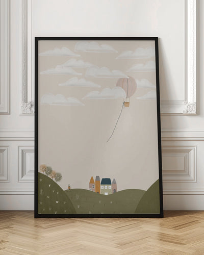 Pink Hot Air Balloon - Stretched Canvas, Poster or Fine Art Print I Heart Wall Art