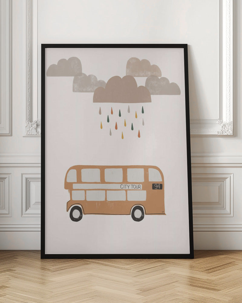 Orange Bus - Stretched Canvas, Poster or Fine Art Print I Heart Wall Art