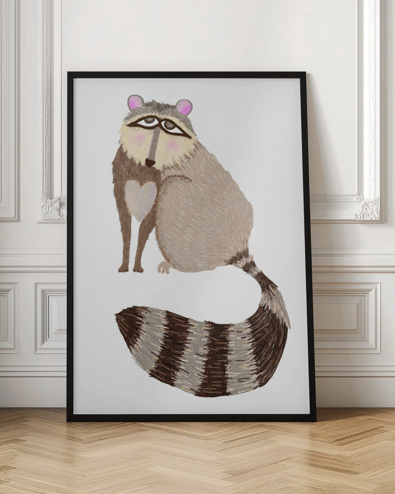 Sad Raccoon - Stretched Canvas, Poster or Fine Art Print I Heart Wall Art