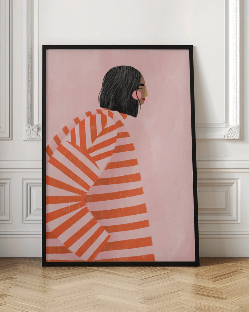 The Woman With the Ornage Stripes - Stretched Canvas, Poster or Fine Art Print I Heart Wall Art