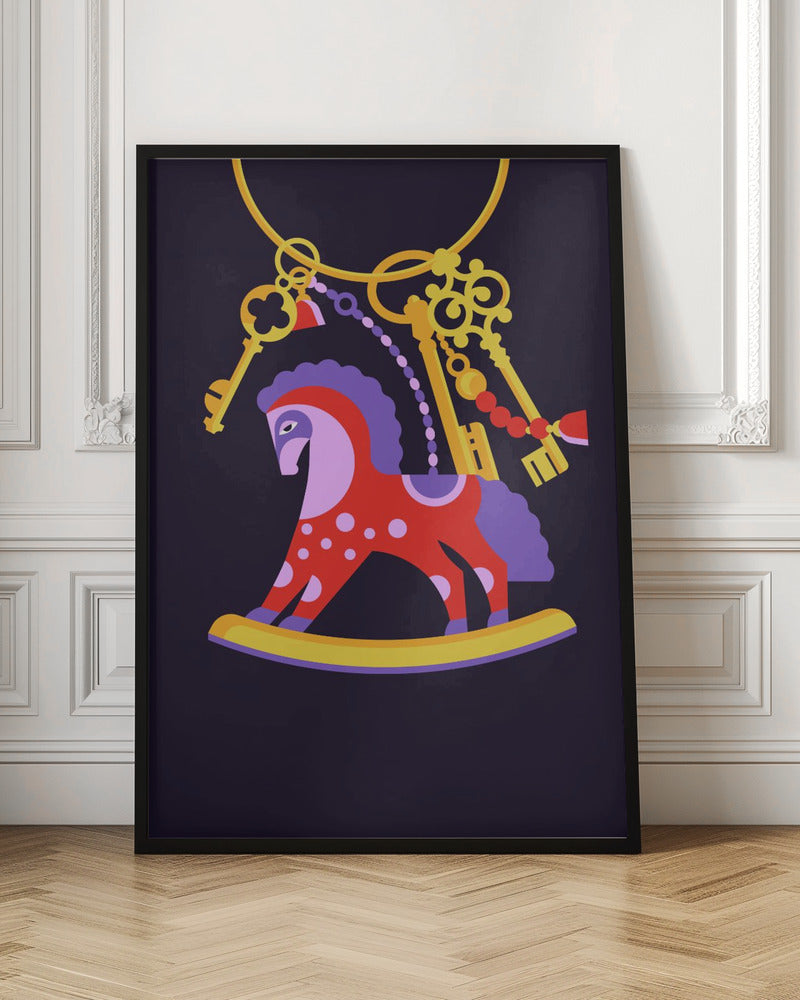 Horsy Toy Playful Simple Deco Illustration For Kids - Stretched Canvas, Poster or Fine Art Print I Heart Wall Art