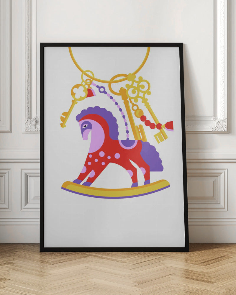 Horsy Toy Playful Simple Deco Illustration For Kids - Stretched Canvas, Poster or Fine Art Print I Heart Wall Art