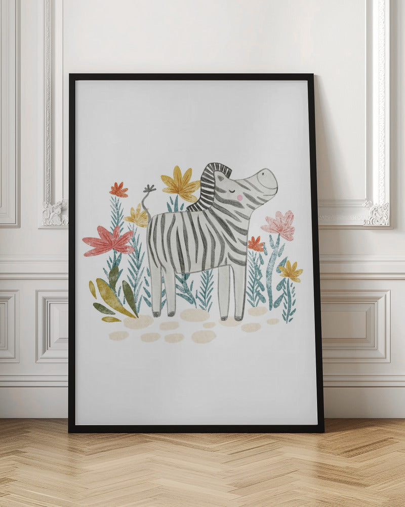 Zebra and florals - Stretched Canvas, Poster or Fine Art Print I Heart Wall Art