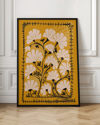 Ever blooming good vibes mustard yellow - Stretched Canvas, Poster or Fine Art Print I Heart Wall Art