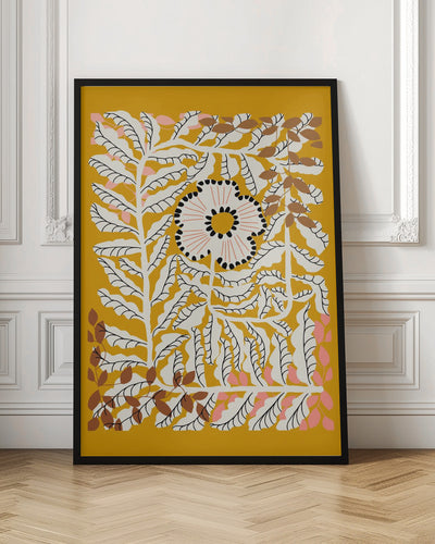 Fern leaves and flower mustard - Stretched Canvas, Poster or Fine Art Print I Heart Wall Art