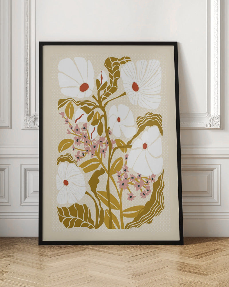 Klimt Flowers Earthy Colors - Stretched Canvas, Poster or Fine Art Print I Heart Wall Art