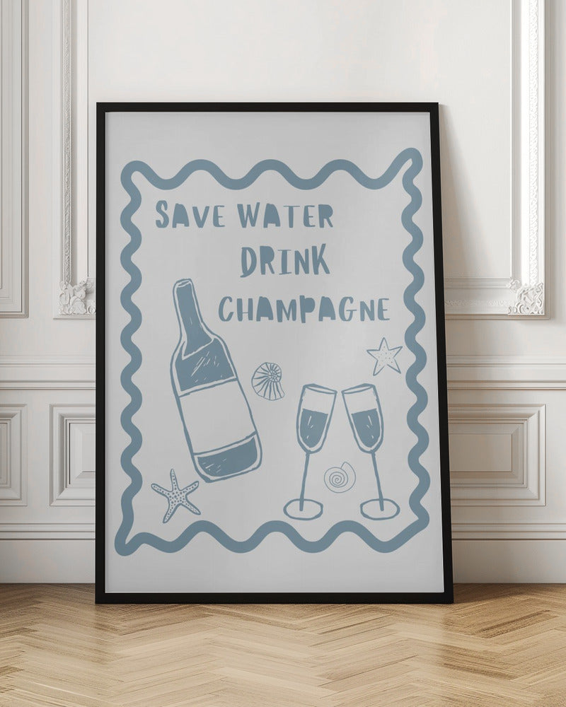 Drink Champagne - Stretched Canvas, Poster or Fine Art Print I Heart Wall Art