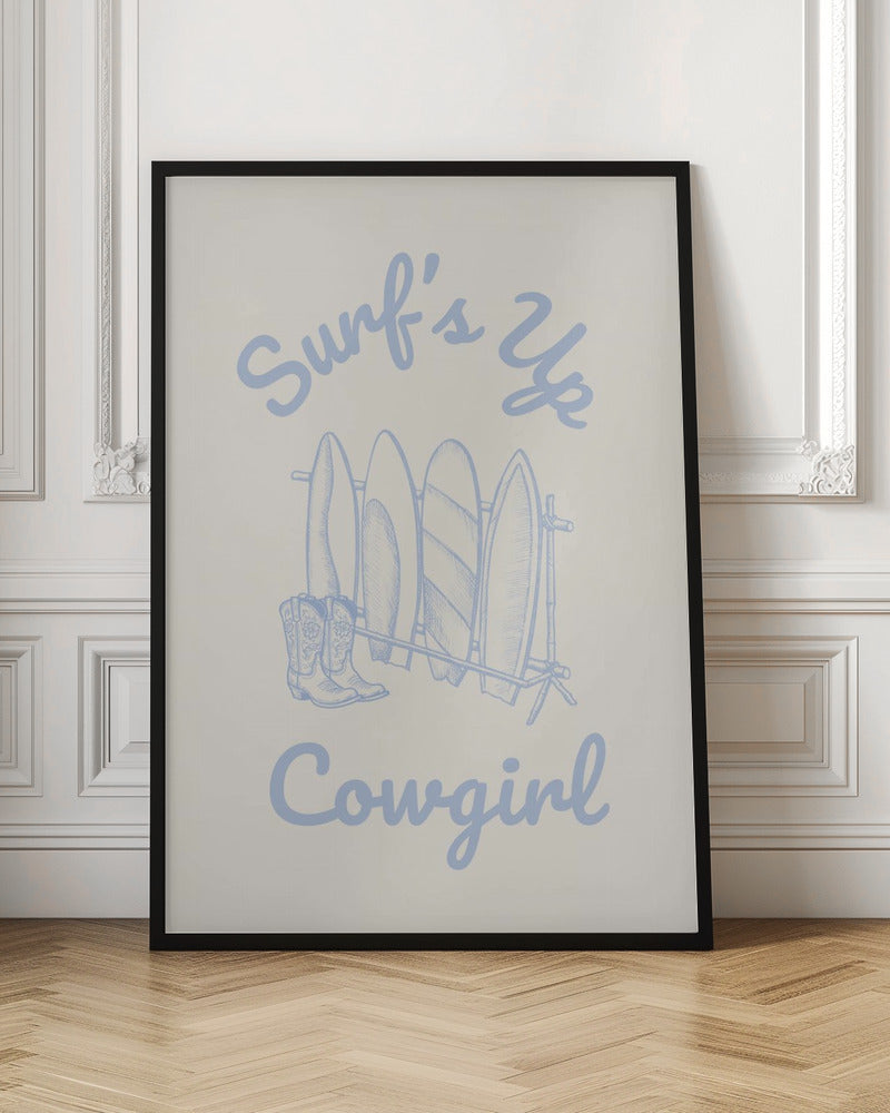 Surfs Up Cowgirl - Parchment - Stretched Canvas, Poster or Fine Art Print I Heart Wall Art