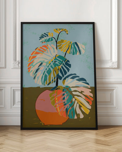 Colorful Monstera Leaves - Stretched Canvas, Poster or Fine Art Print I Heart Wall Art