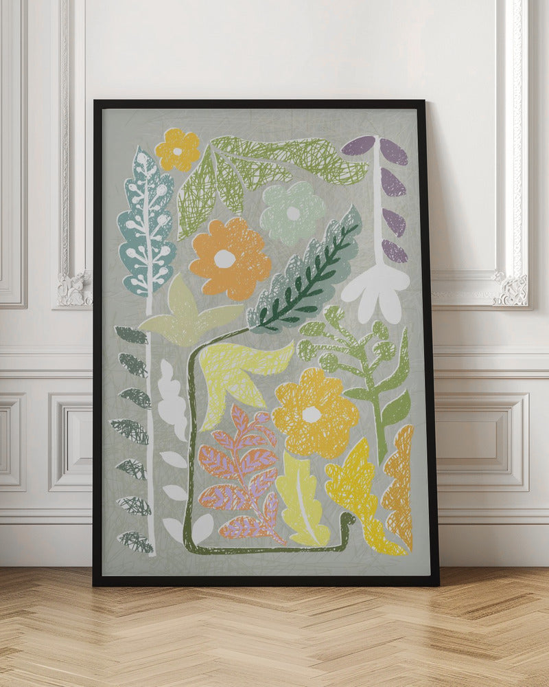 Block print spring meadow - Stretched Canvas, Poster or Fine Art Print I Heart Wall Art