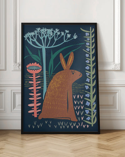 Block print bunny - Stretched Canvas, Poster or Fine Art Print I Heart Wall Art