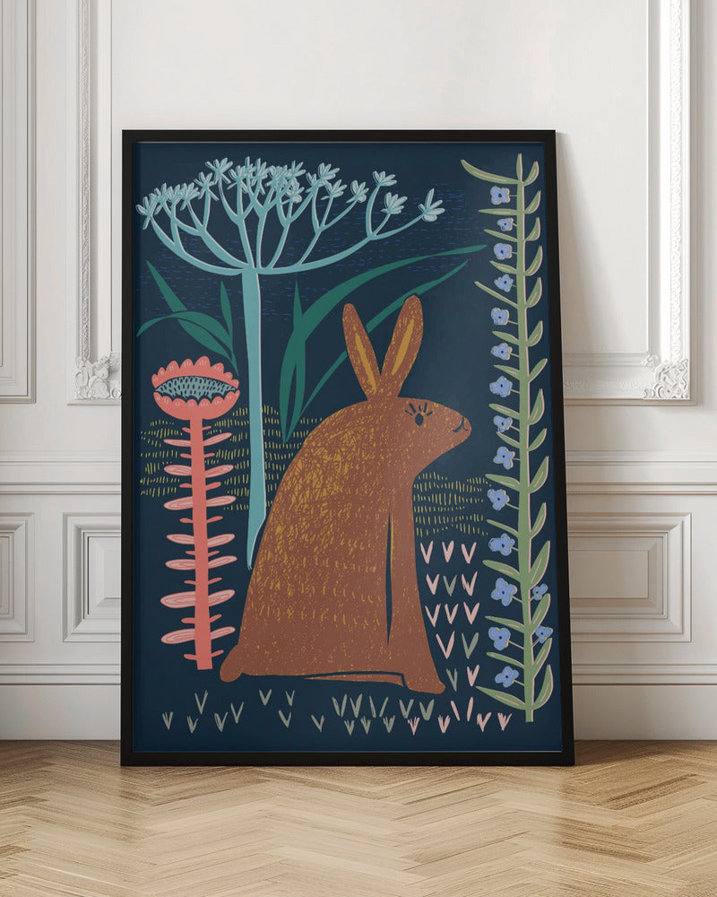 Block print bunny - Stretched Canvas, Poster or Fine Art Print I Heart Wall Art