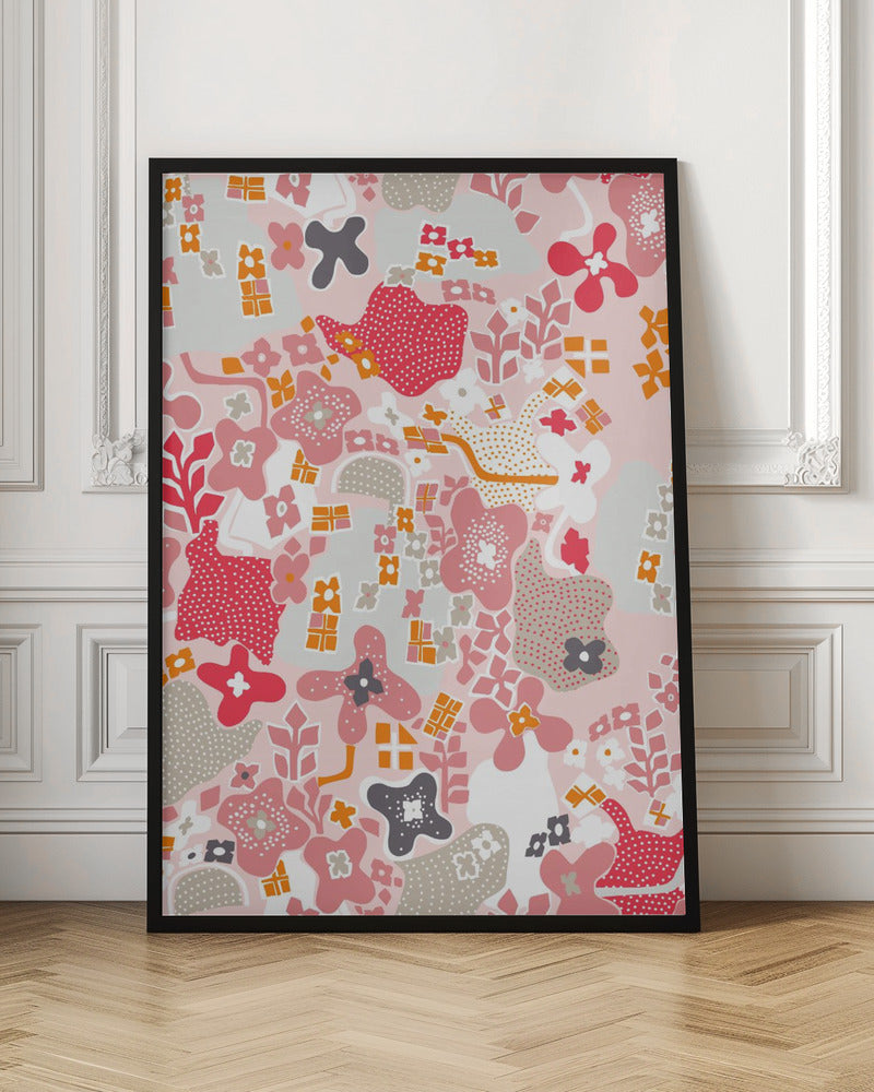 City life botanical park pearl pink pattern - Stretched Canvas, Poster or Fine Art Print I Heart Wall Art