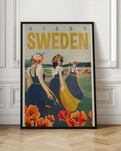 Visby Sweden Flower Girls - Stretched Canvas, Poster or Fine Art Print I Heart Wall Art