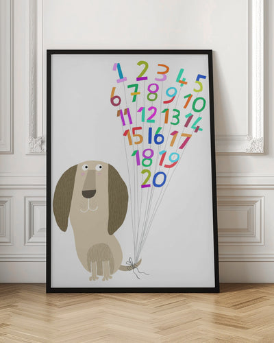 Dog with Numbers 1 to 20 by Artist Carla Daly - Stretched Canvas, Poster or Fine Art Print I Heart Wall Art