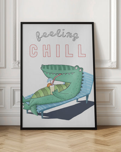 Feeling Chill! Funny Crocodile Lounging in the Sunshine by artist Carla Daly - Stretched Canvas, Poster or Fine Art Print I Heart Wall Art